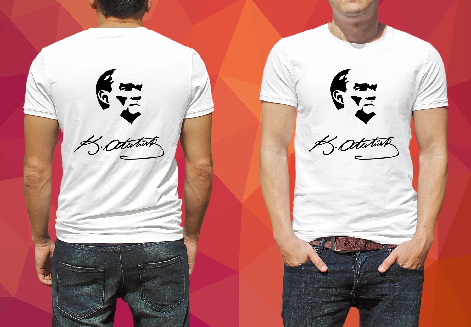 Kurz-arm Atatürk T-Shirt front or back print